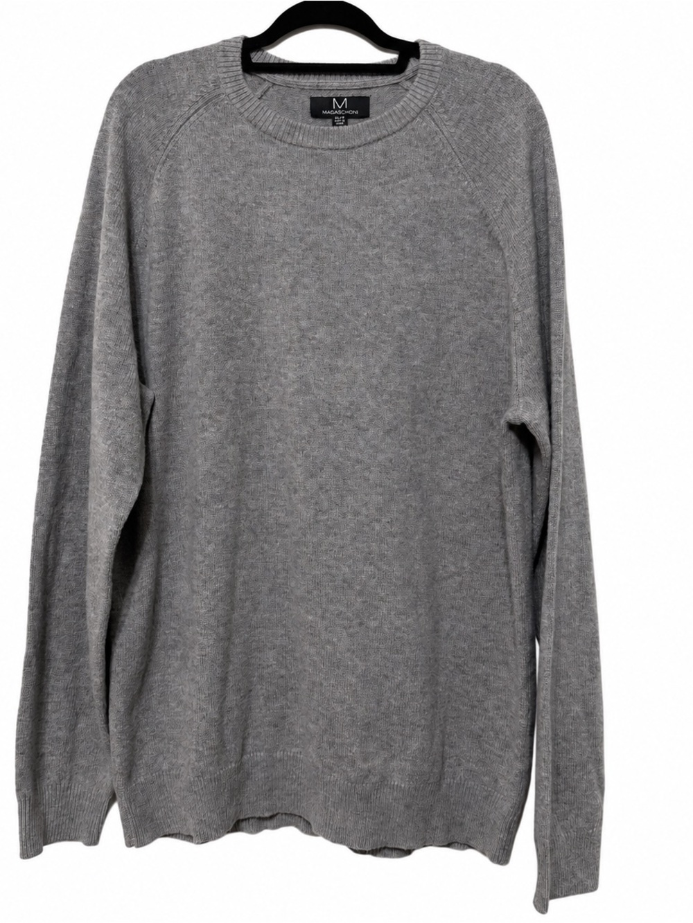 🦋 Magaschoni| Men’s XL Tall 100% Lambswool Gray Crewneck Sweater